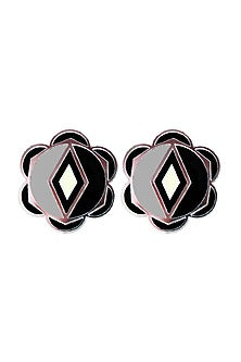 Grey Acrylic Floral Earrings