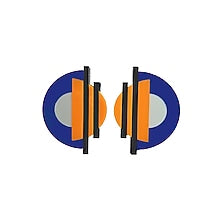 Orange & Blue Semi-Geometric Handmade Earrings