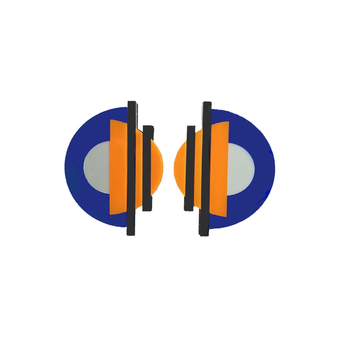Orange & Blue Semi-Geometric Handmade Earrings