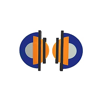 Orange & Blue Semi-Geometric Handmade Earrings