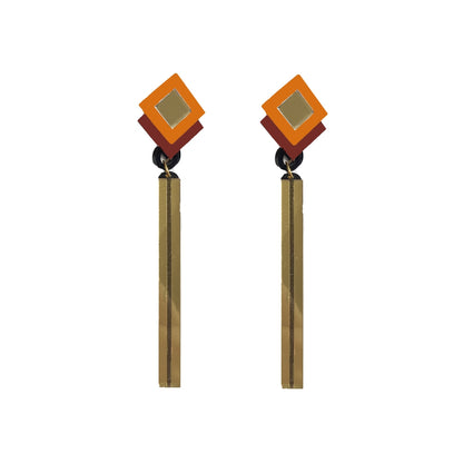 Orange & Red Acrylic Dangler Earrings