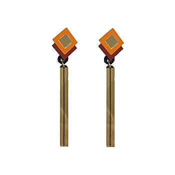 Orange & Red Acrylic Dangler Earrings