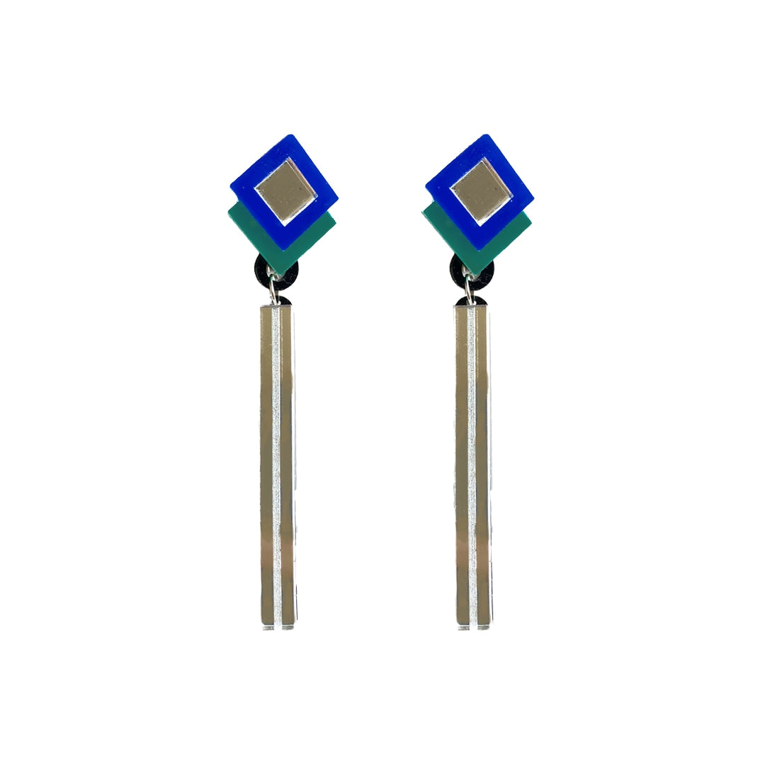 Blue & Green Acrylic Dangler Earrings