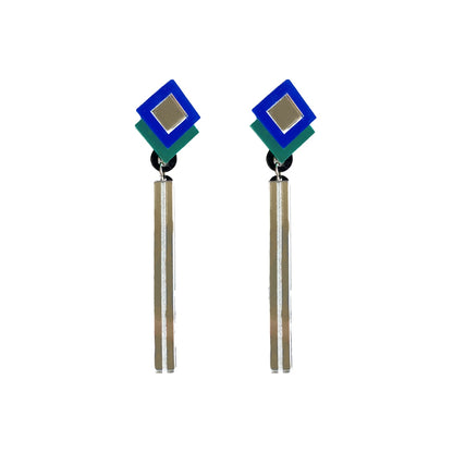 Blue & Green Acrylic Dangler Earrings