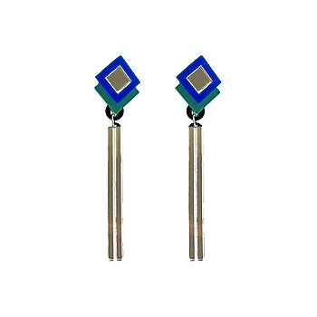 Blue & Green Acrylic Dangler Earrings