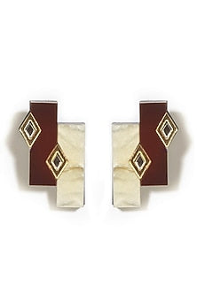 Red & Cream Acrylic Stud Earrings