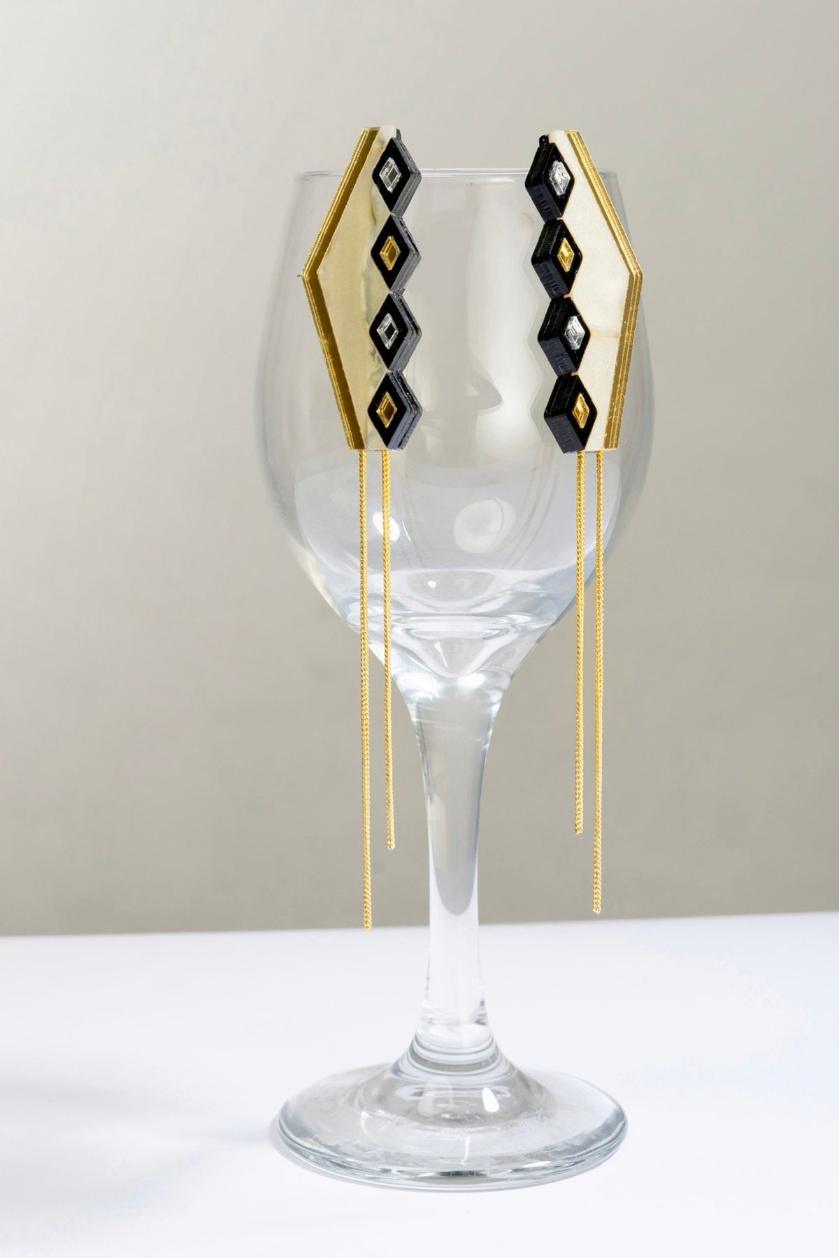 Cream & Gold Acrylic Earrings