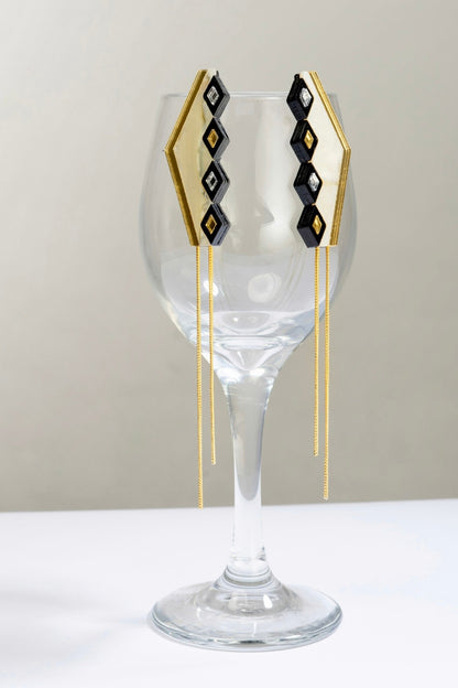 Cream & Gold Acrylic Earrings