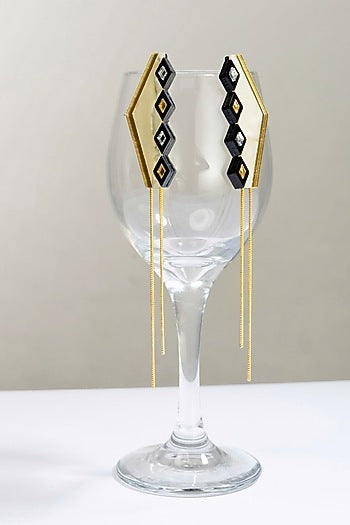 Cream & Gold Acrylic Earrings