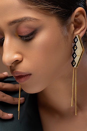 Cream & Gold Acrylic Earrings