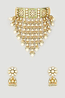 Gold Finish Meenakari Choker Necklace Set