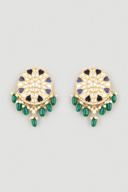Gold Finish Meenakari Stud Earrings