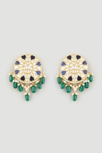 Gold Finish Meenakari Stud Earrings