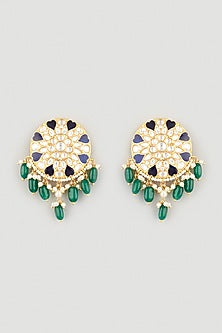 Gold Finish Meenakari Stud Earrings