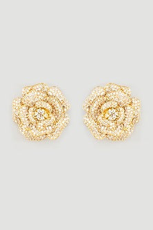 Gold Finish Faux Diamond Earrings
