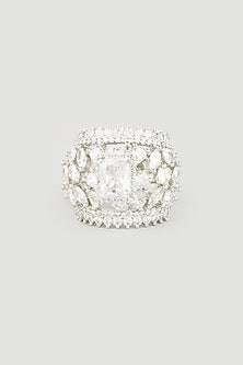 White Finish Zircons Ring