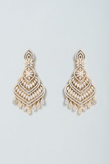 Two Tone Finish Faux Diamond Dangler Earrings