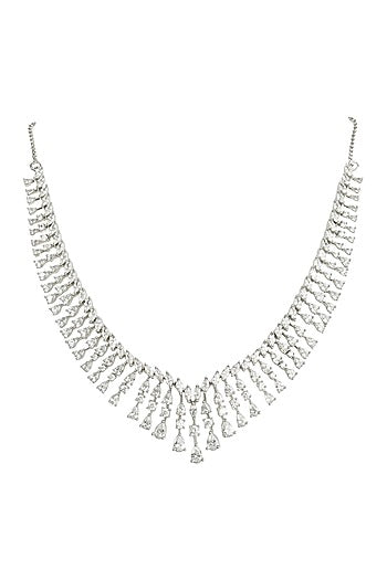 Silver Finish Zircon Necklace Set