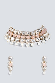 Gold Plated Kundan Polki Choker Necklace Set