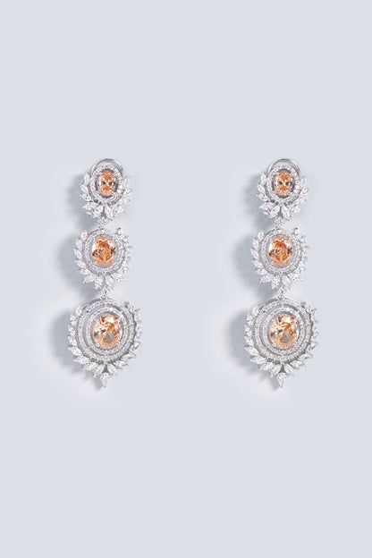 White Rhodium Finish Dangler Earrings