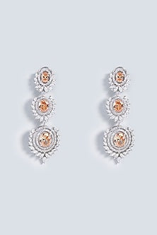 White Rhodium Finish Dangler Earrings