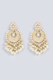 Gold Plated Chandbali Earrings With Pearls