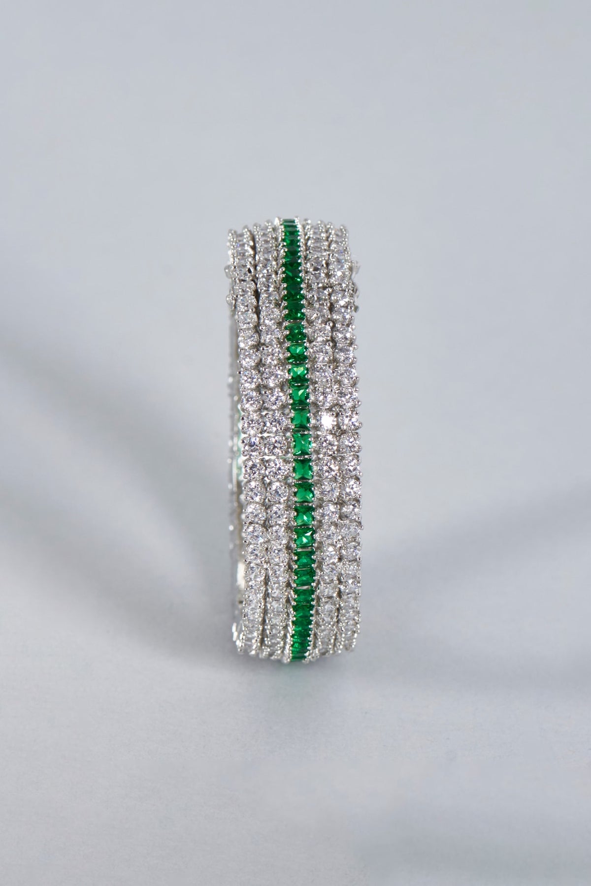 White Finish Emerald Stone Openable Kada