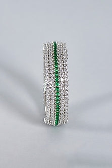 White Finish Emerald Stone Openable Kada