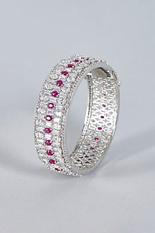 White Finish Ruby Stone Openable Kada