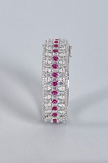 White Finish Ruby Stone Openable Kada