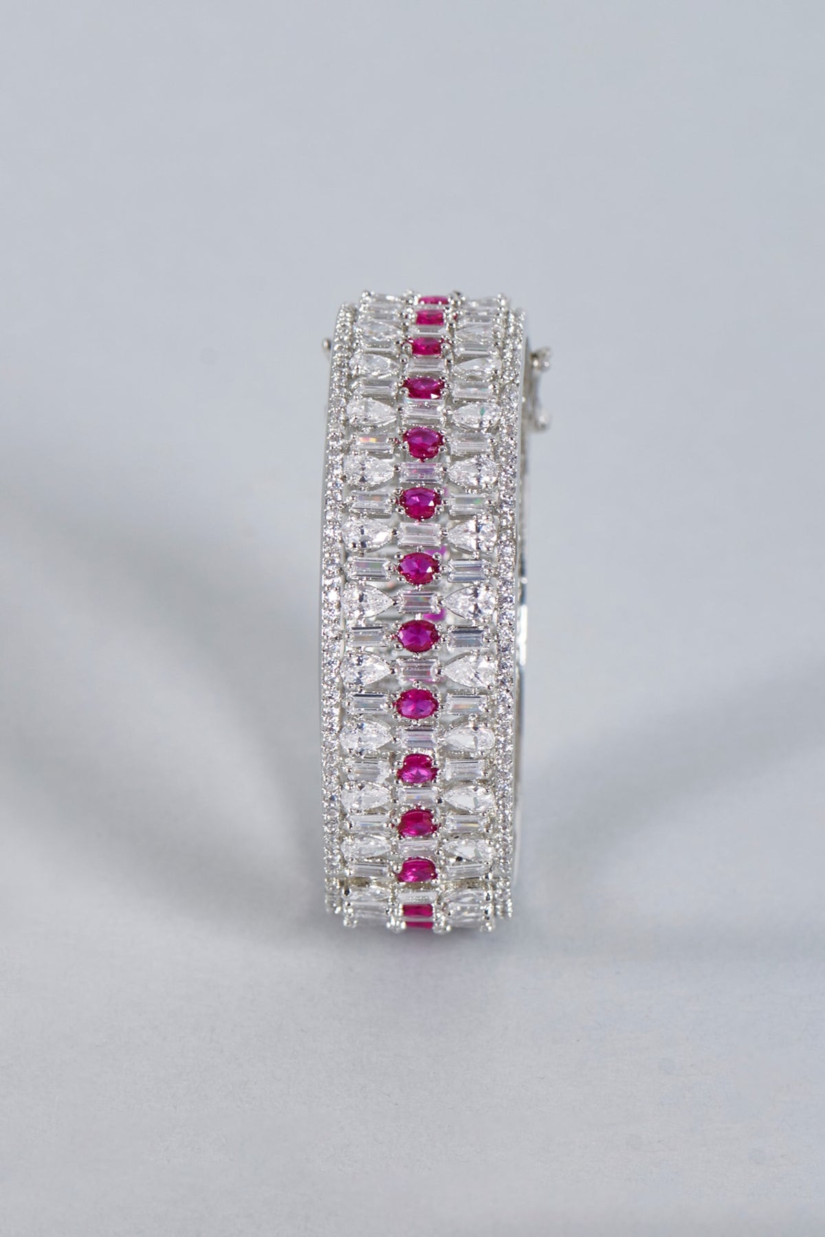 White Finish Ruby Stone Openable Kada