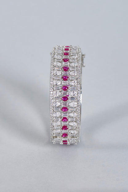White Finish Ruby Stone Openable Kada