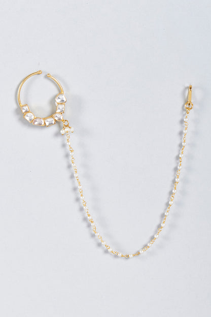 Gold Plated Pachi Kundan Nose Ring