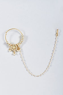 Gold Plated Kundan Polki Nose Ring