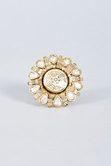 Gold Finish Meenakari & Kundan Polki Ring