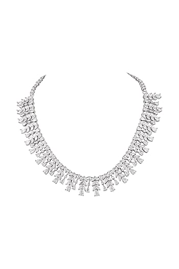 White Finish Cubic Zirconia Stone Necklace Set