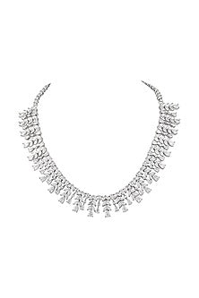 White Finish Cubic Zirconia Stone Necklace Set