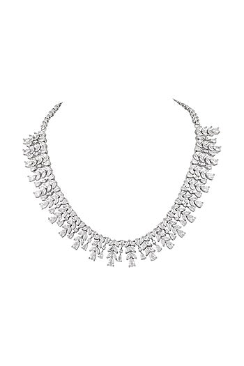 White Finish Cubic Zirconia Stone Necklace Set