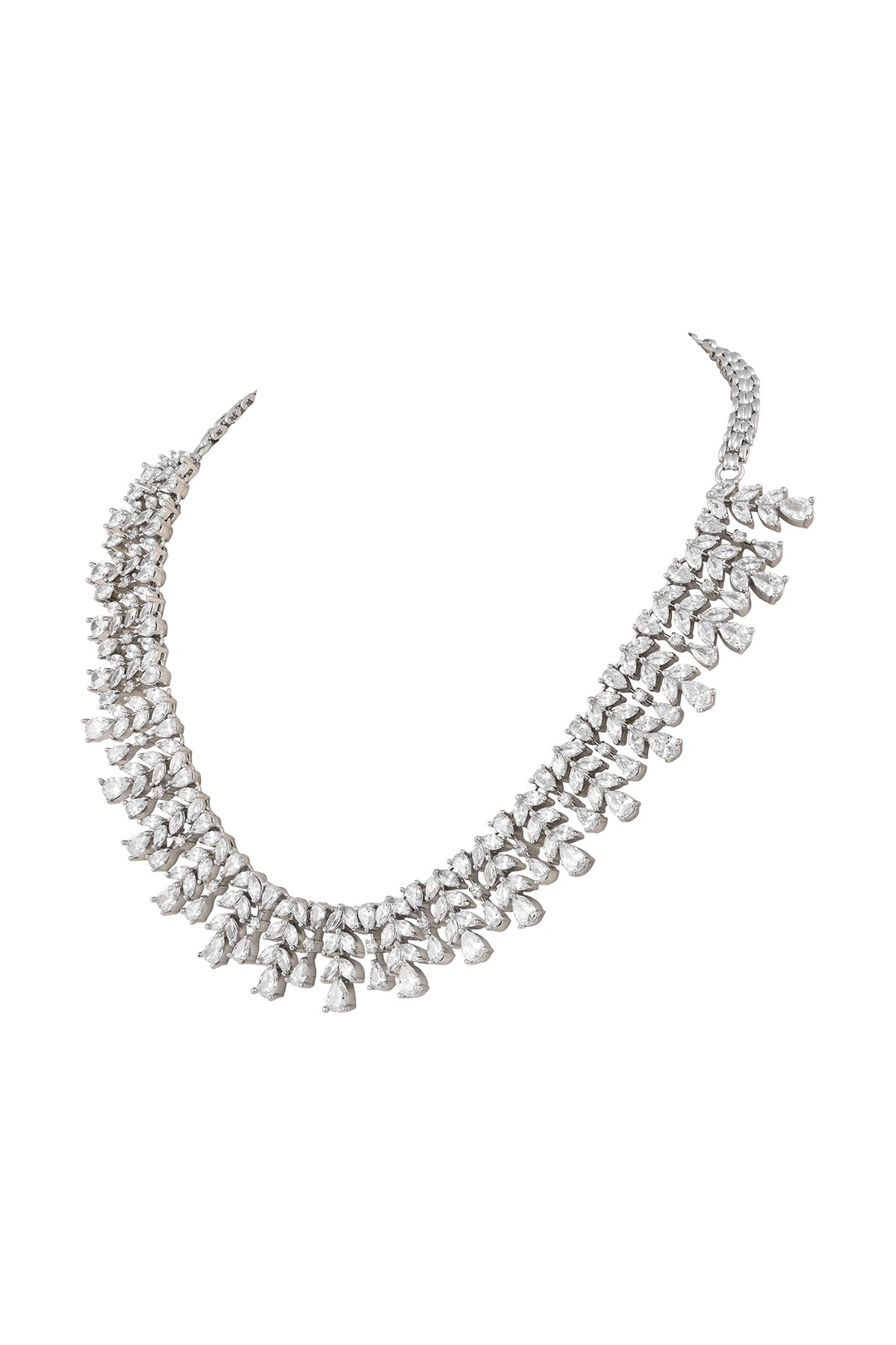 White Finish Cubic Zirconia Stone Necklace Set