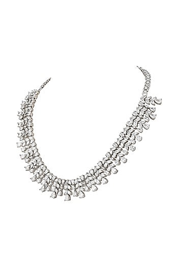 White Finish Cubic Zirconia Stone Necklace Set
