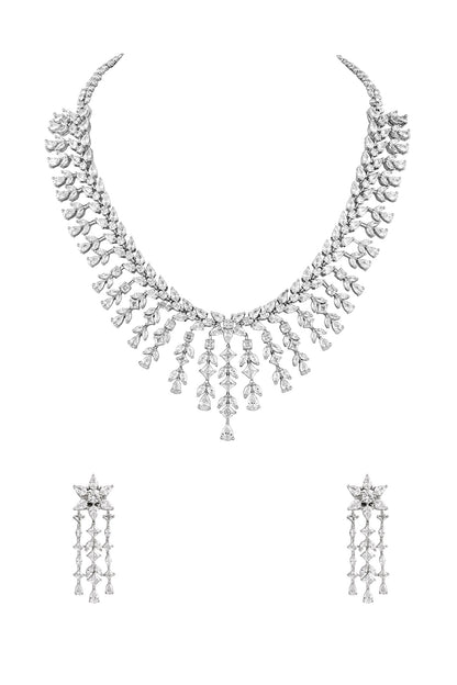 White Finish Cubic Zirconia Necklace Set