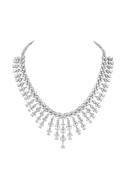 White Finish Cubic Zirconia Necklace Set