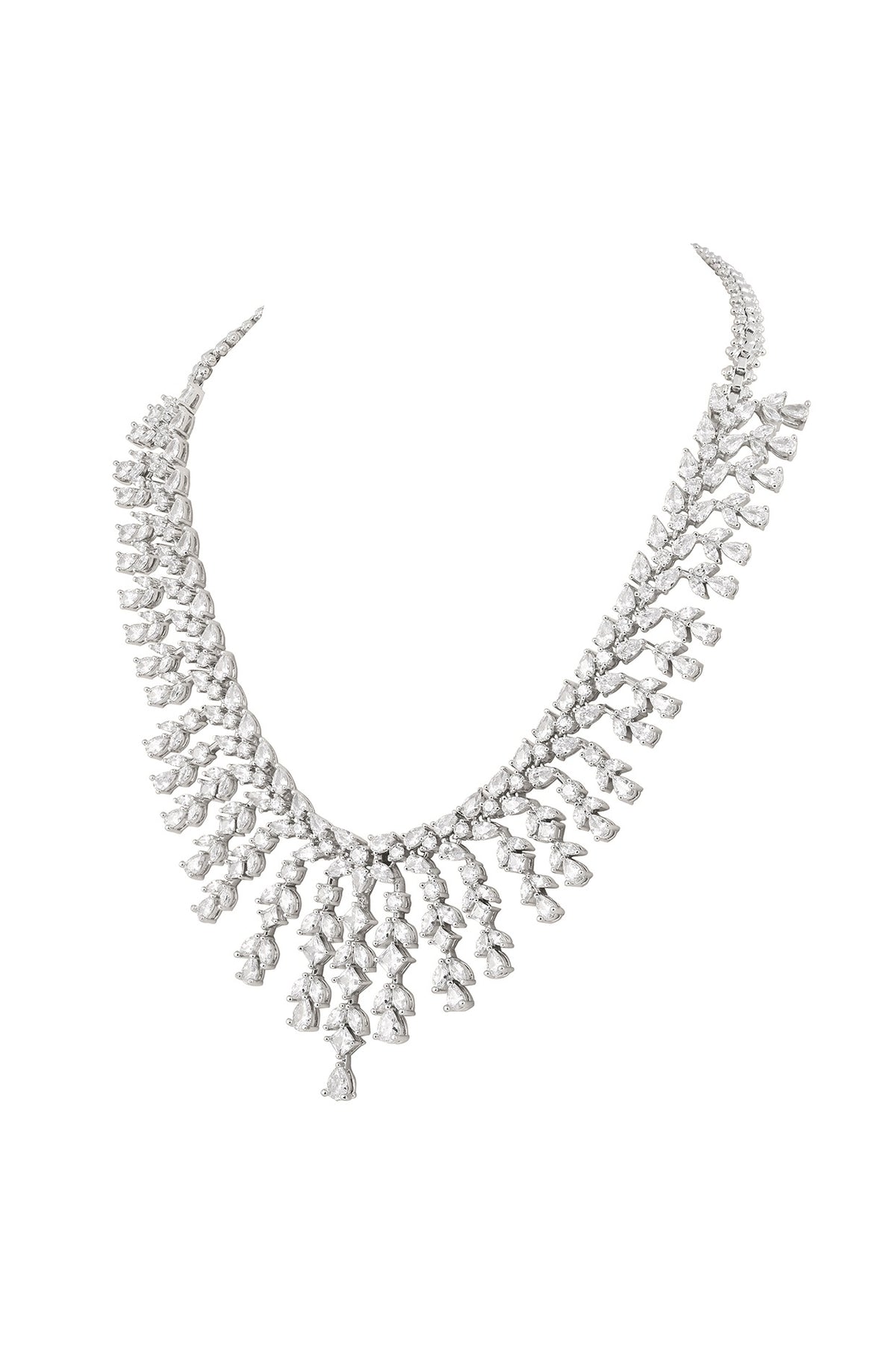 White Finish Cubic Zirconia Necklace Set