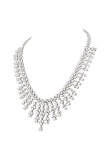 White Finish Cubic Zirconia Necklace Set