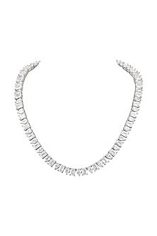 White Finish Baguette & Pear-Shaped Cubic Zirconia Necklace Set