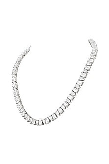 White Finish Baguette & Pear-Shaped Cubic Zirconia Necklace Set