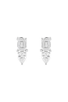 White Finish Baguette & Pear-Shaped Cubic Zirconia Necklace Set