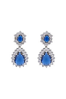 White Finish Cubic Zirconia & Sapphire Stone Necklace Set