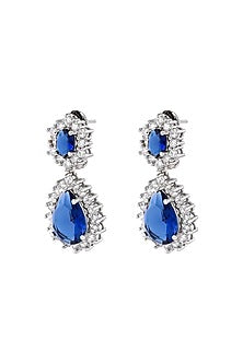 White Finish Cubic Zirconia & Sapphire Stone Necklace Set
