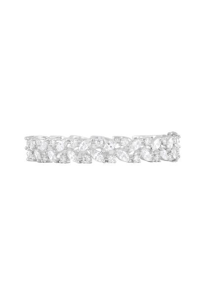 White Finish Cubic Zirconia Bangles (Set Of 2)
